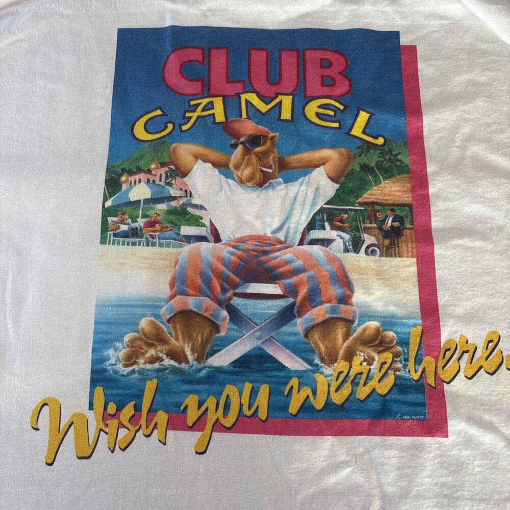 Vintage Camel Cigarettes Club Camel Member T Shirt Wish You Were Here NOS XL